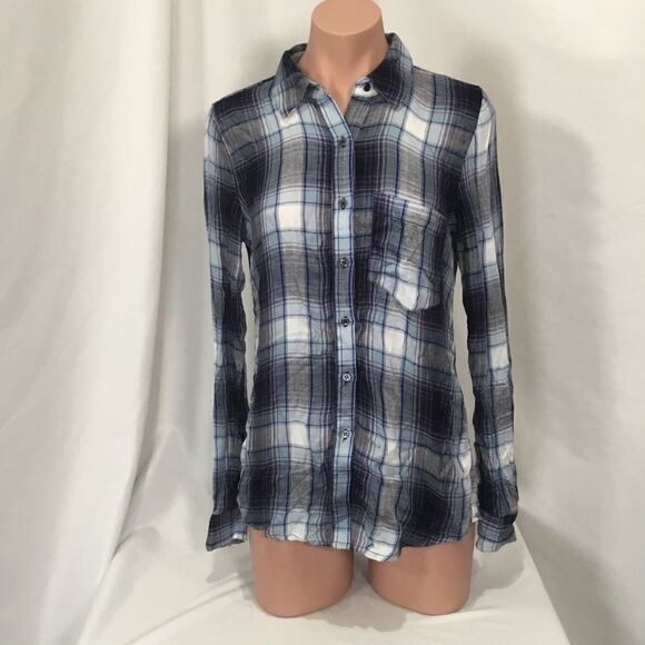 Love, Fire Plaid Button Down Shirt In Blue (UC11) - Picture 2 of 7